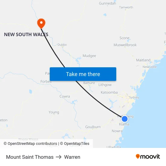Mount Saint Thomas to Warren map