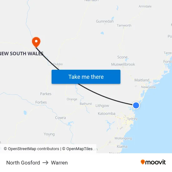 North Gosford to Warren map