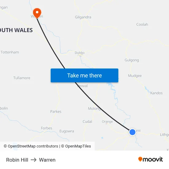 Robin Hill to Warren map