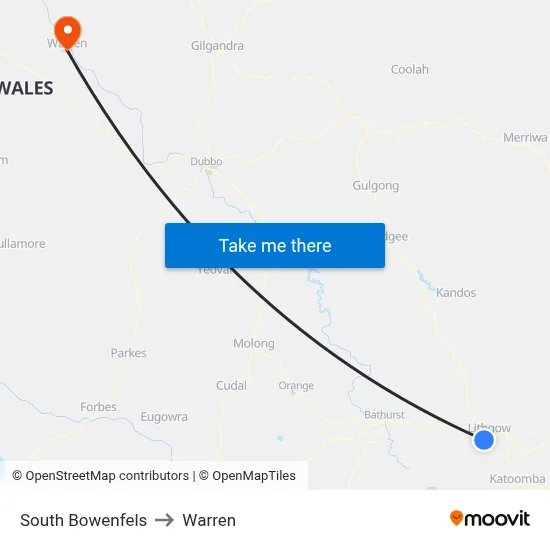 South Bowenfels to Warren map
