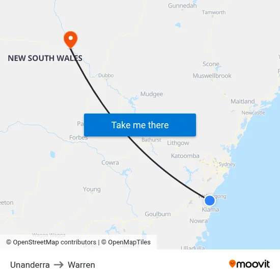 Unanderra to Warren map
