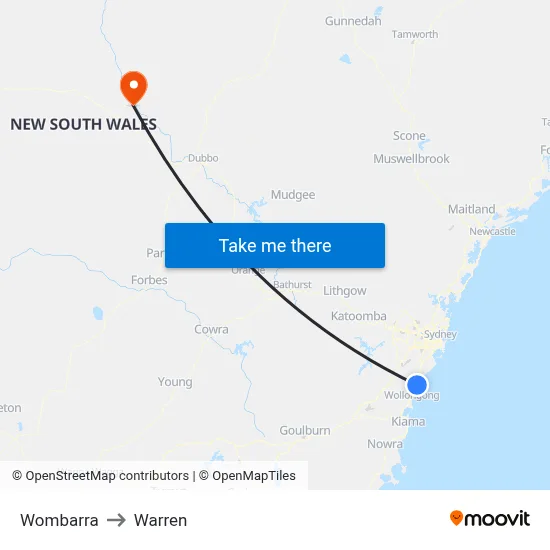 Wombarra to Warren map