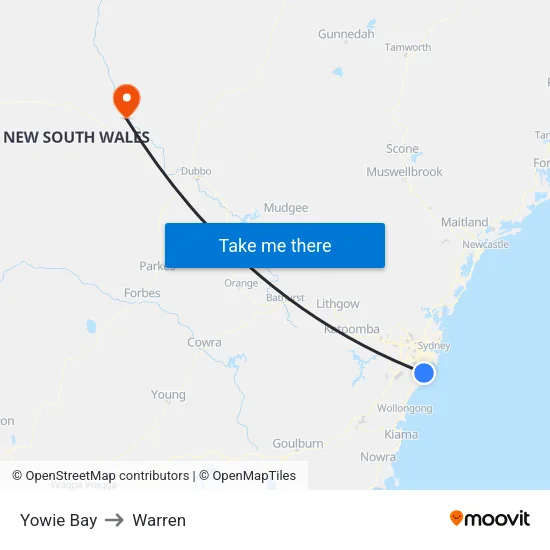 Yowie Bay to Warren map