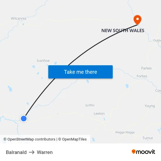 Balranald to Warren map