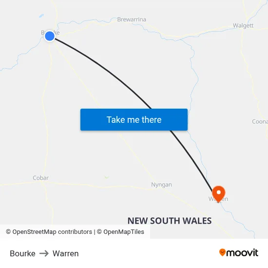 Bourke to Warren map