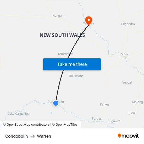 Condobolin to Warren map