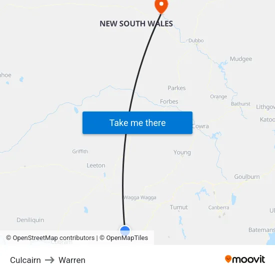 Culcairn to Warren map