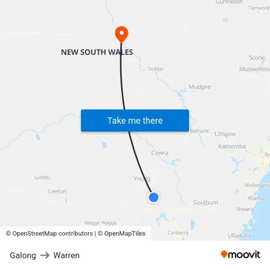 Galong to Warren map