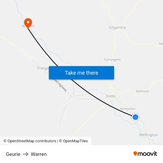 Geurie to Warren map