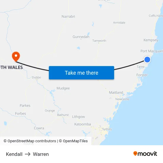 Kendall to Warren map