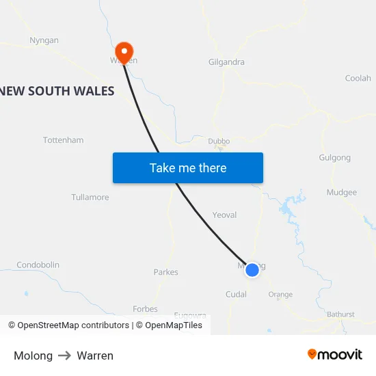 Molong to Warren map