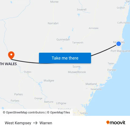 West Kempsey to Warren map