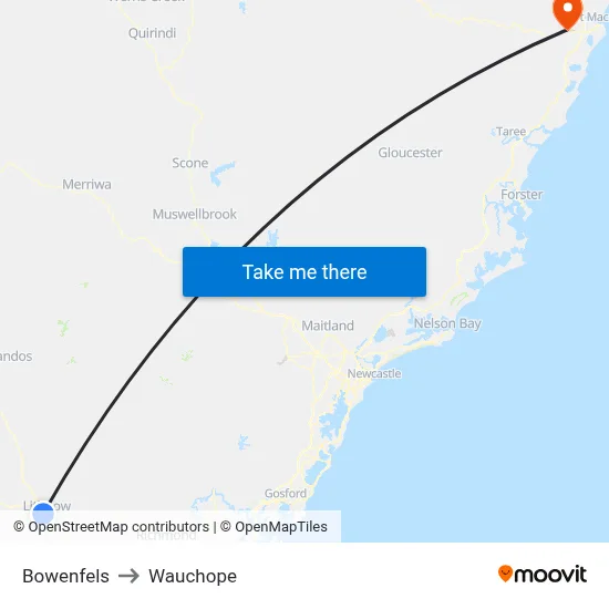 Bowenfels to Wauchope map