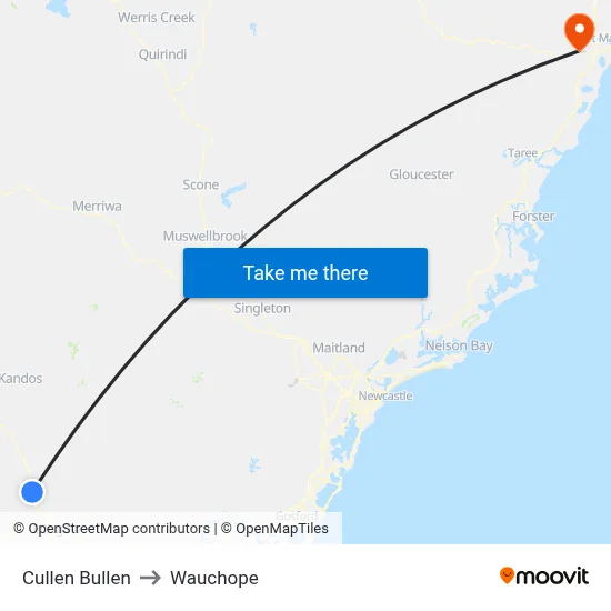 Cullen Bullen to Wauchope map