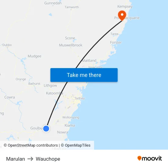 Marulan to Wauchope map