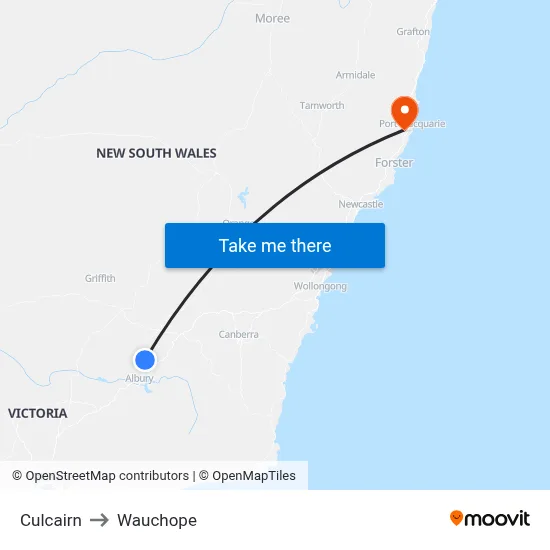 Culcairn to Wauchope map
