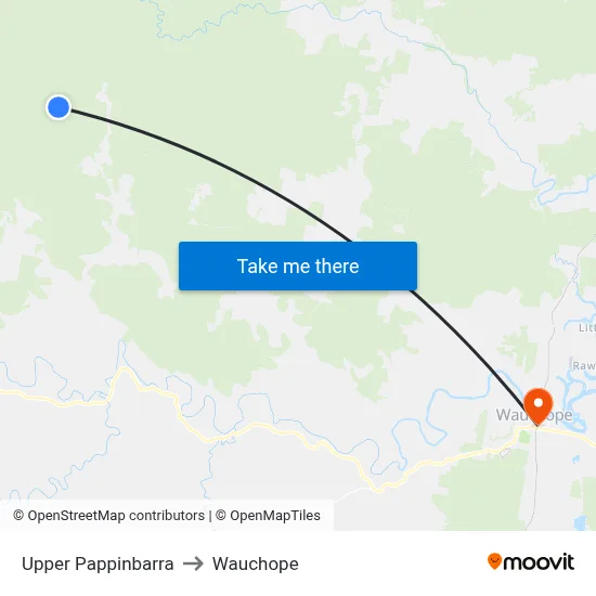 Upper Pappinbarra to Wauchope map