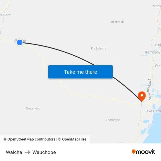 Walcha to Wauchope map