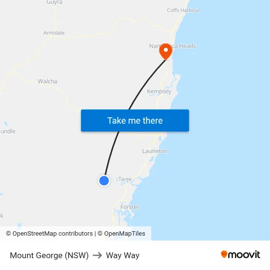 Mount George (NSW) to Way Way map