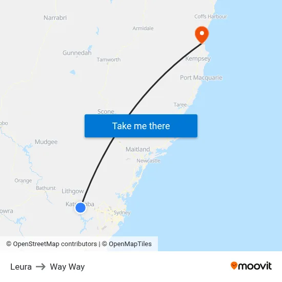 Leura to Way Way map