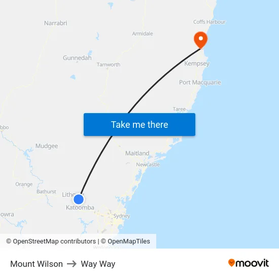 Mount Wilson to Way Way map