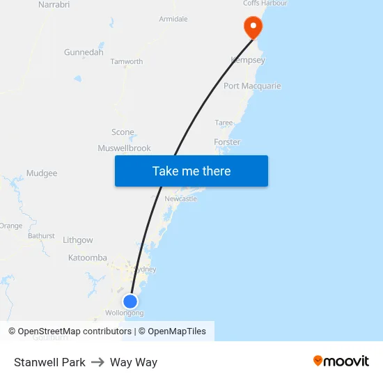 Stanwell Park to Way Way map
