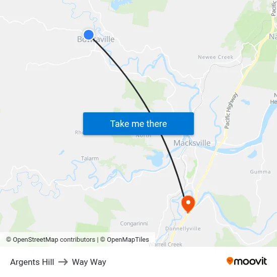 Argents Hill to Way Way map