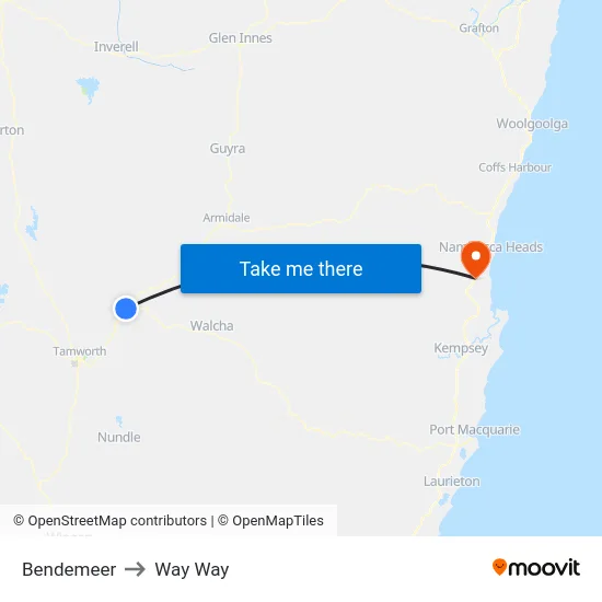Bendemeer to Way Way map