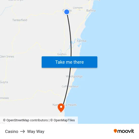 Casino to Way Way map
