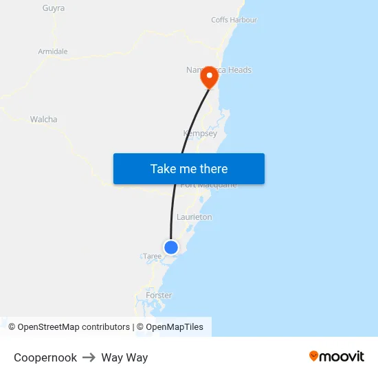 Coopernook to Way Way map