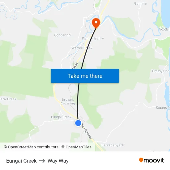 Eungai Creek to Way Way map