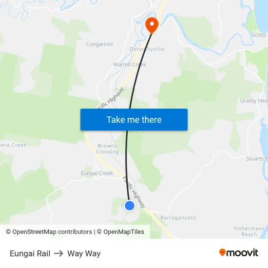 Eungai Rail to Way Way map