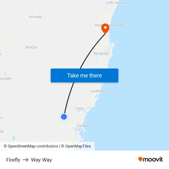 Firefly to Way Way map