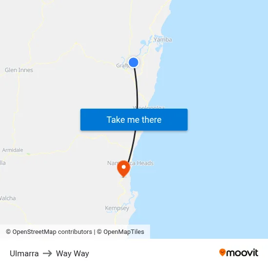 Ulmarra to Way Way map