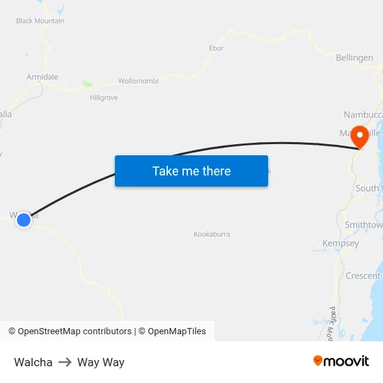 Walcha to Way Way map