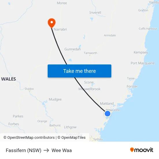 Fassifern (NSW) to Wee Waa map