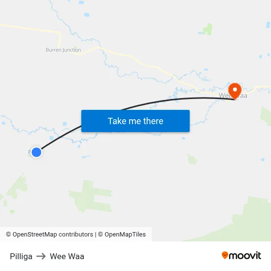 Pilliga to Wee Waa map