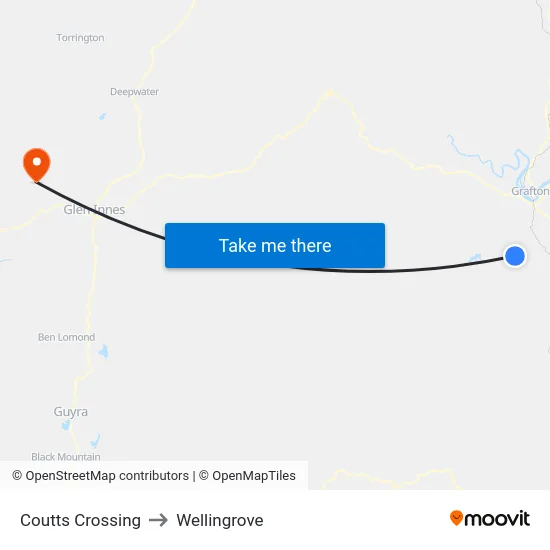 Coutts Crossing to Wellingrove map