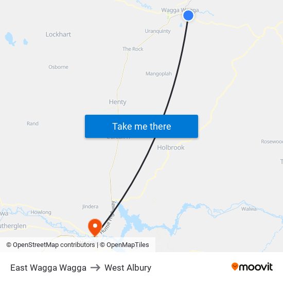 East Wagga Wagga to West Albury map