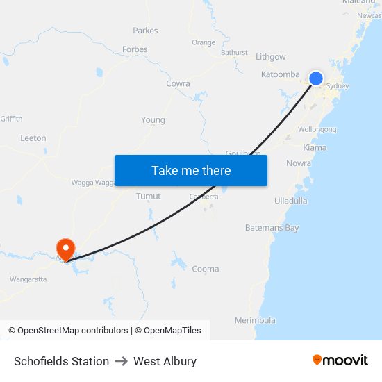 Schofields Station to West Albury map