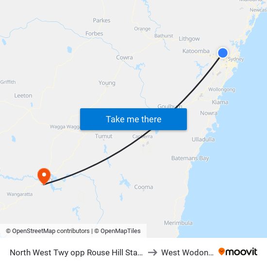 North West Twy opp Rouse Hill Station to West Wodonga map