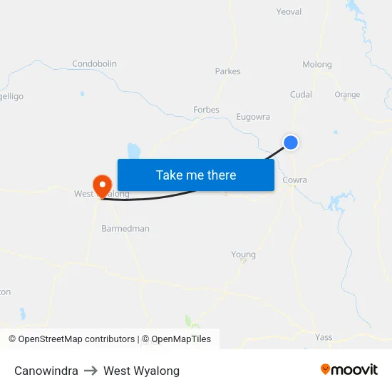 Canowindra to West Wyalong map