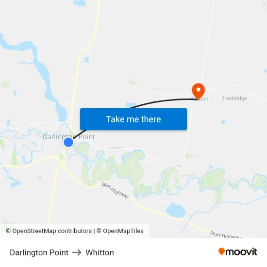 Darlington Point to Whitton map