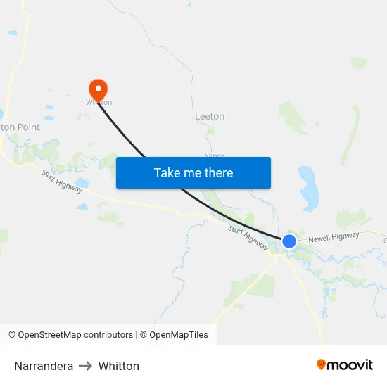 Narrandera to Whitton map