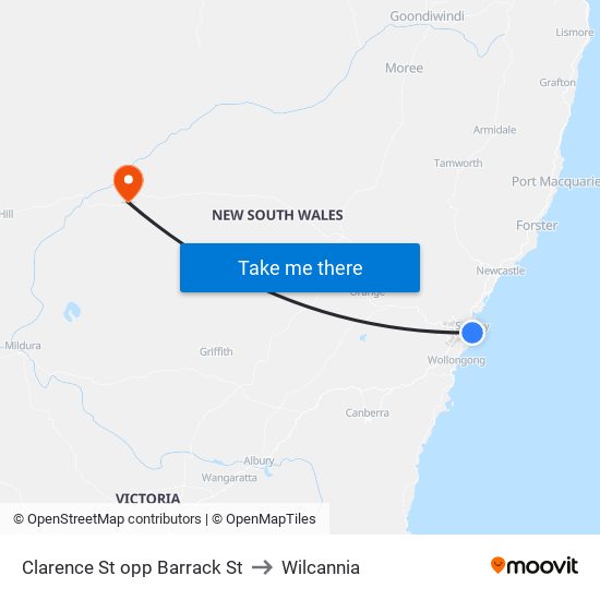 Clarence St opp Barrack St to Wilcannia map