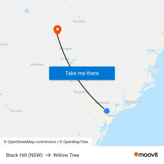 Black Hill (NSW) to Willow Tree map