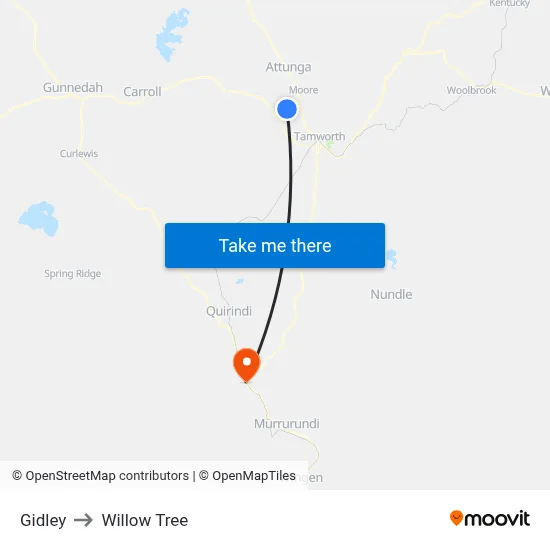 Gidley to Willow Tree map