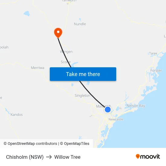 Chisholm (NSW) to Willow Tree map