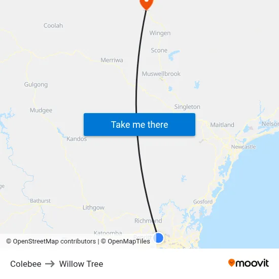 Colebee to Willow Tree map