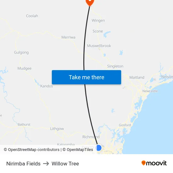 Nirimba Fields to Willow Tree map